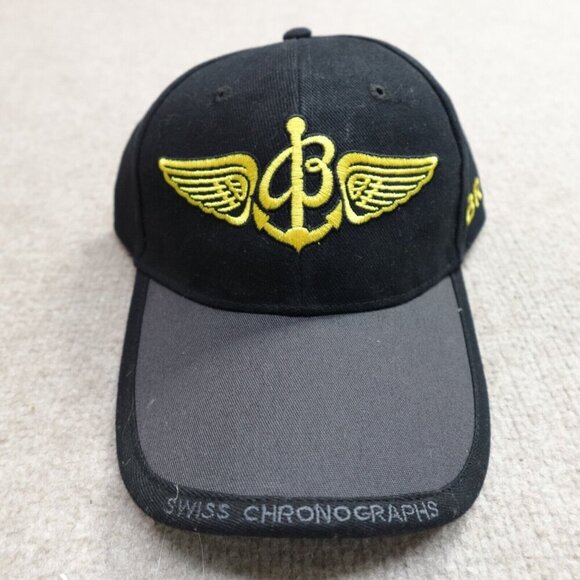 Breitling Hat Black Strapback Embroidered Official Swiss Chronographs NEW - Picture 1 of 6